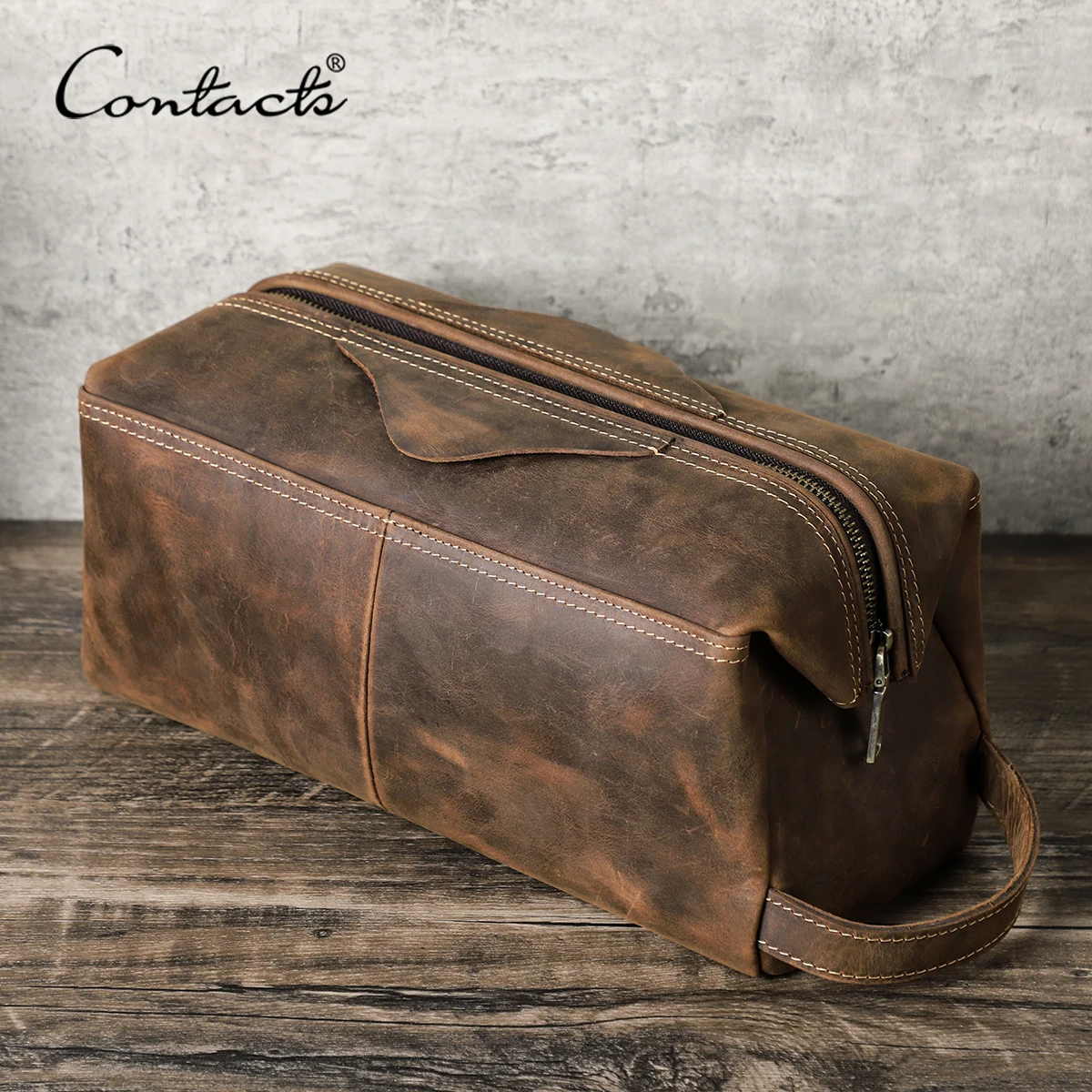 CONTACT'S Genuine Leather Clutch Bags for Men Large Capacity Tote Handbag Men's Bag Cosmetic Bag Male Travel Bag Clutches Wallet