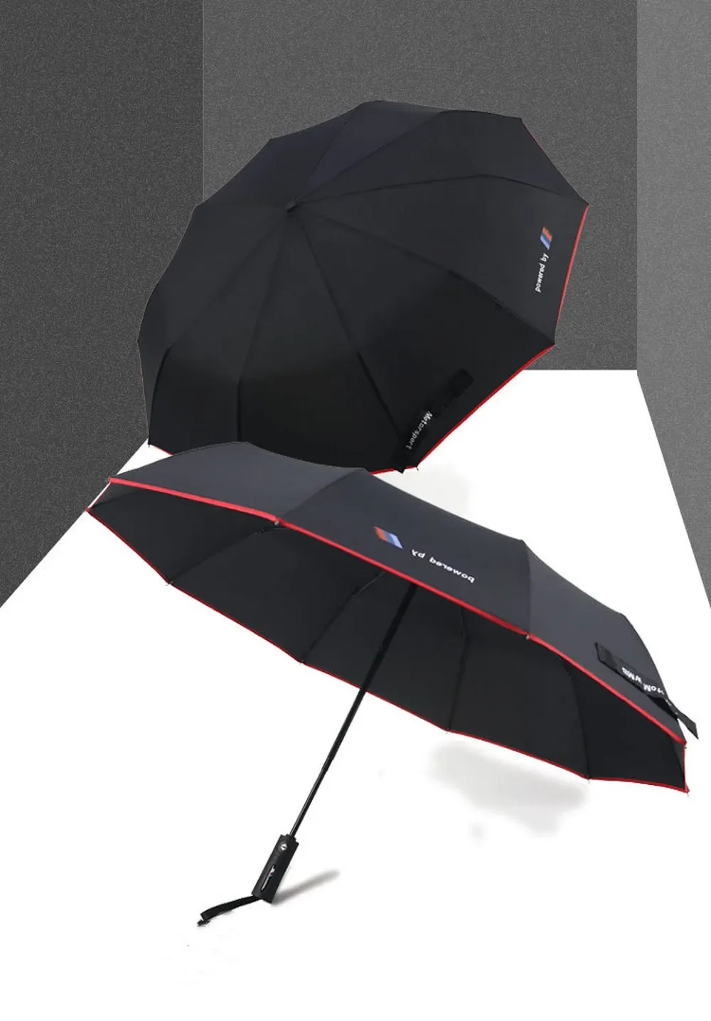 Original For BMW 4S shop car umbrella red edge 10 bone high-end automatic folding umbrella for rain shine with M