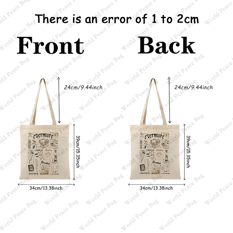1 pc Evermore pattern Tote Bag Canvas Shoulder Bag For Travel Daily Commute Women's Reusable Shopping