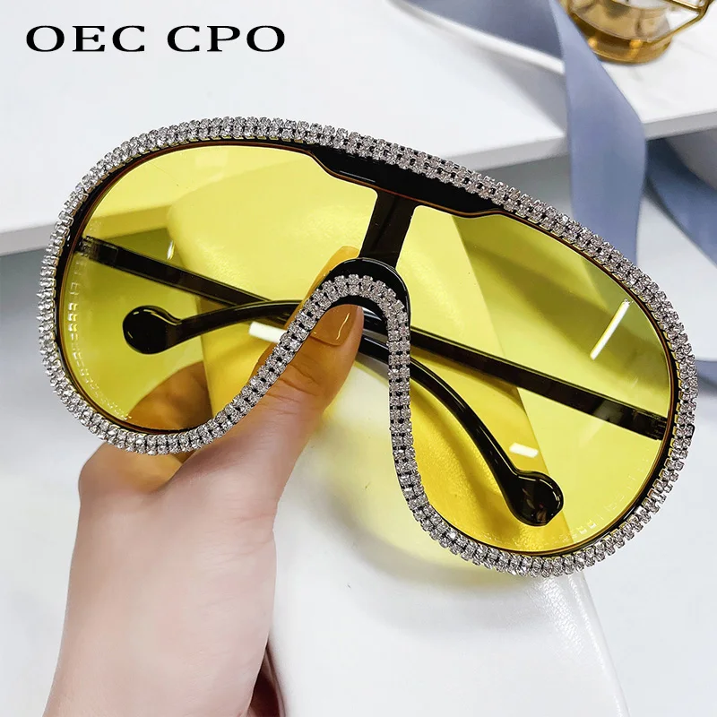 Übergroße Diamant Luxus Sonnenbrille Frauen Männer Punk Strass Brille Sonnenbrille weibliche Farbverlauf Sonnenbrillen Outdoot Brillen uv400