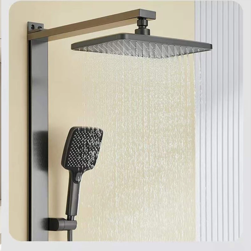 Smart Digital Display Grey Bathroom Shower Set Shower Faucet Full Set Hotel Apartment Bathtub Rainfall Shower System 5