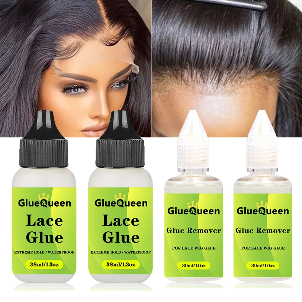 Wig Glue 38ml 1.3oz Wig Glue Waterproof Hair Replacement Adhesive Sweatproof And 30ml 1oz Glue Remover For Lace Front Wig