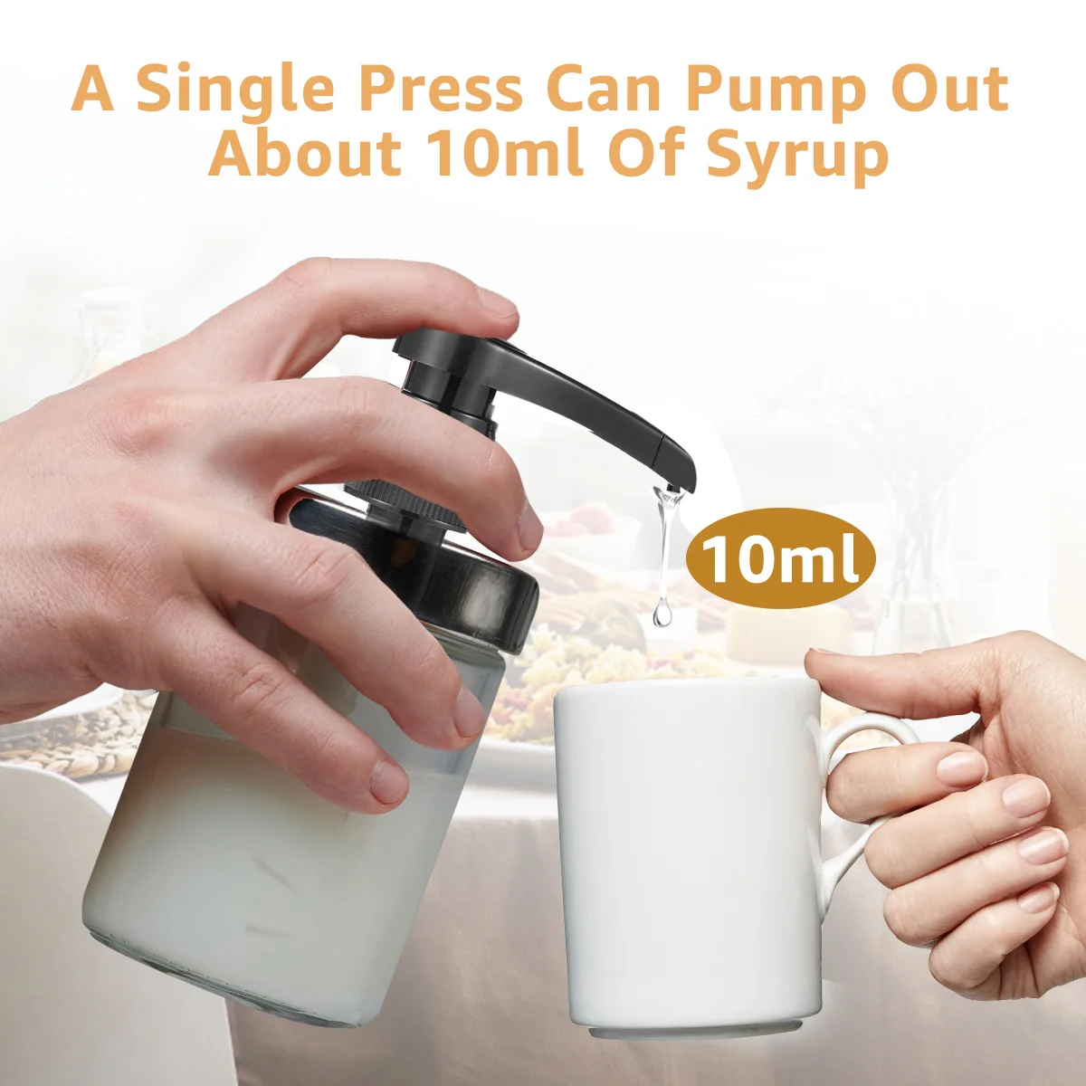 6Pcs Coffee Syrup Pump Reusable Pump Bottle Dispenser 10CC No Dripping Pressed Coffee Syrup Dispenser with Mouth Cover
