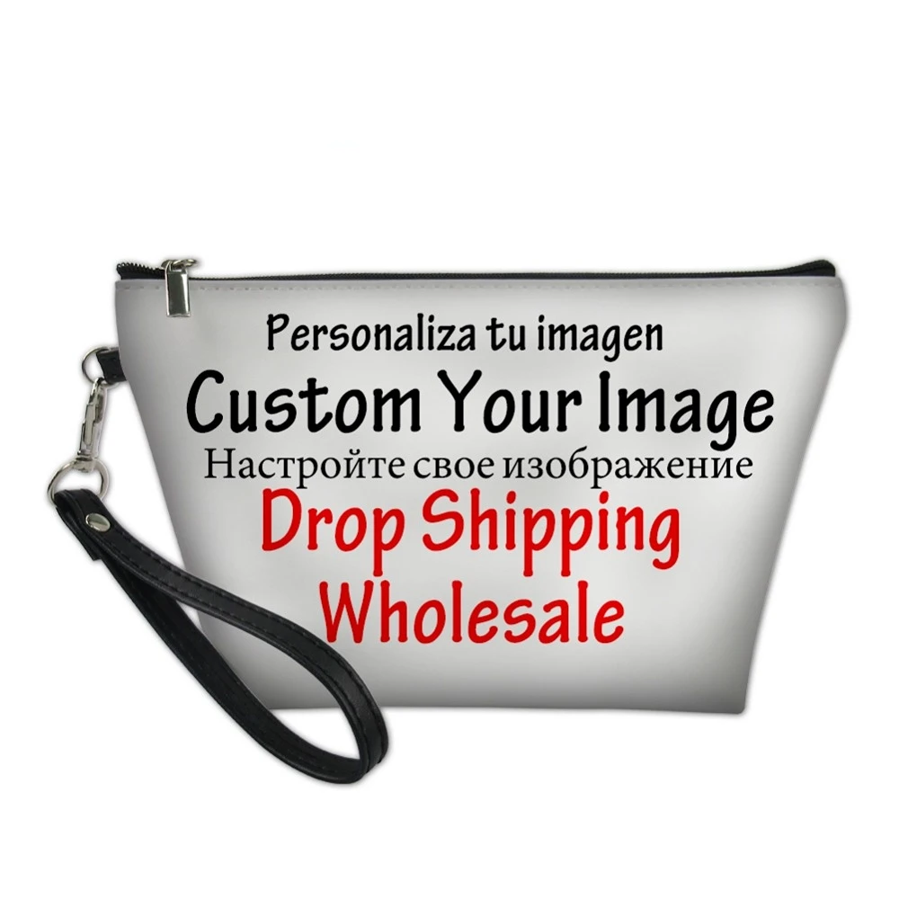 

DropShipping Custom Image Women PU Makeup Bag 3D Print Cosmetic Case Pouches for Travel Ladies Girls Storage Beauty Box