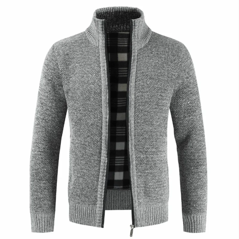 New Autumn Winter Cardigan Fleece Zipper Sweaters For Men Jackets Mens Slim Fit Sweatercoat Thick Cardigan Men's Sweater Coat