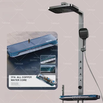 ดิจิตอลจอแสดงผลเปียโนคีย์เอวสเปรย์ชุดฝักบัวสีเทาชุดฝักบัวห้องน้ํา Bath Booster Sprayer 1