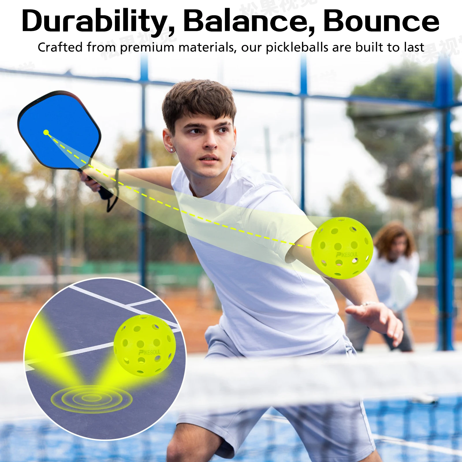 PIKESOUL 4 Packs Outdoor Pickleball Balls High Bounce And Durable Pickleball High Brightn Colors Green,Yellow,Orange,Mix