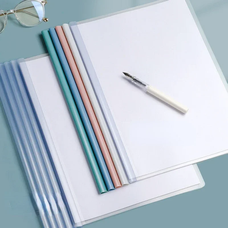 File Folder File Holder 10 Pcs A4 Solid Colored Drop-shaped Transparent File Folder Waterproof Thickened Examination Paper Files Organizer