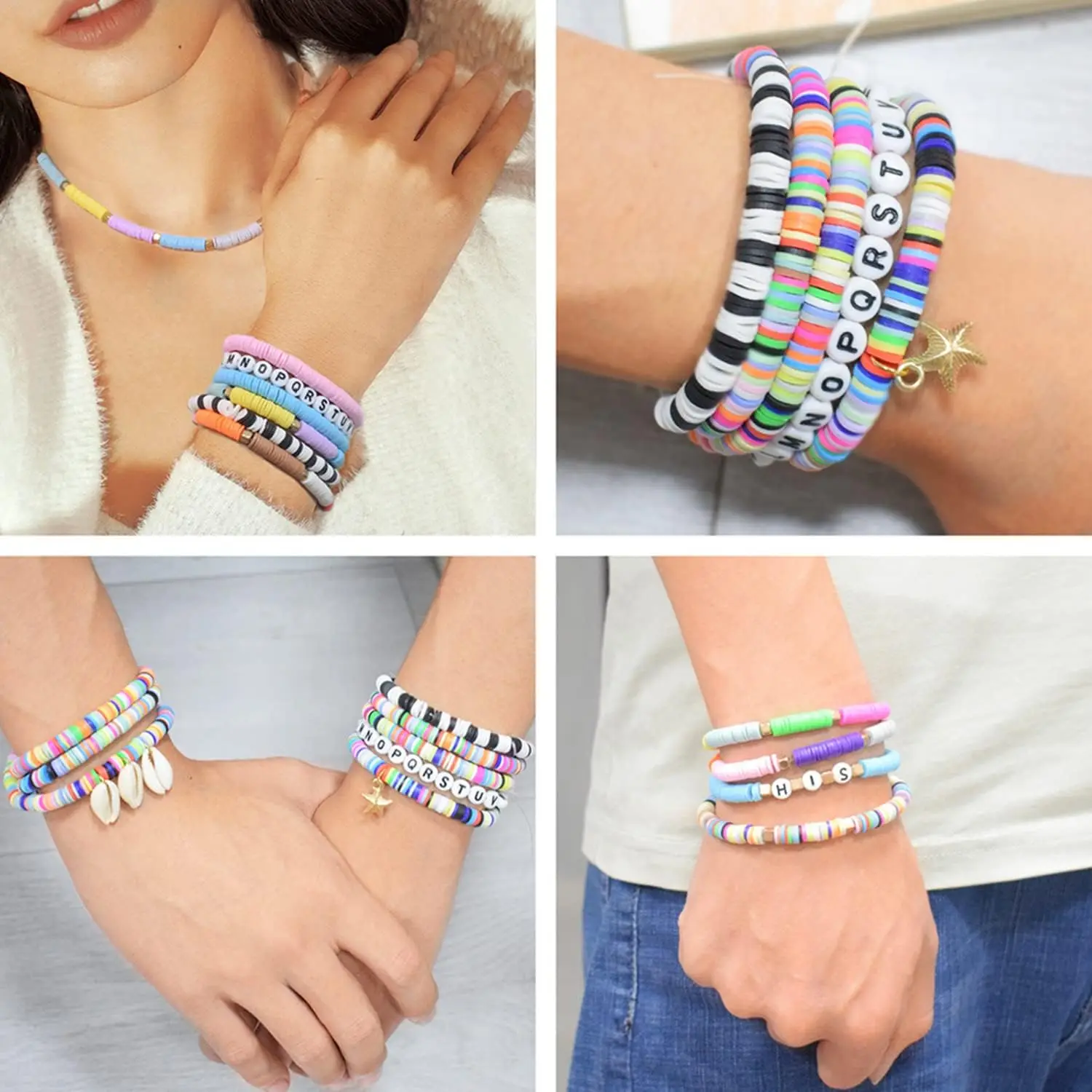 1700 Stück 7x4mm Zahlenperlen 0-9 Symbol # Herzperlen, weiße Acrylperlen für die Herstellung von Schmuckarmbändern, DIY-Halsketten – Detail 6