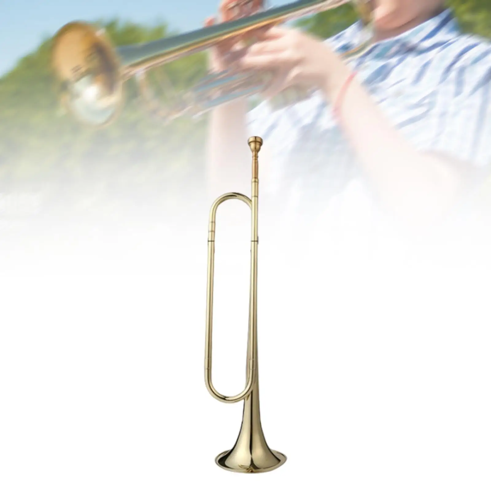 Bugle Brass Instrument Portable Brass Blowing Bugle for Beginner Band Adults