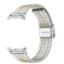 Premium Stainless Steel No - Gap Strap for Galaxy Watch - Elegant Bracelet Band (Silver gold)