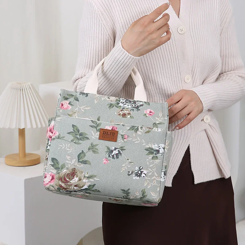 New Arrival Thick Knitted Jacquard Lunch Bag with Large Capacity, Featuring Aluminum Foil Insulation Layer and Zipper Closure
