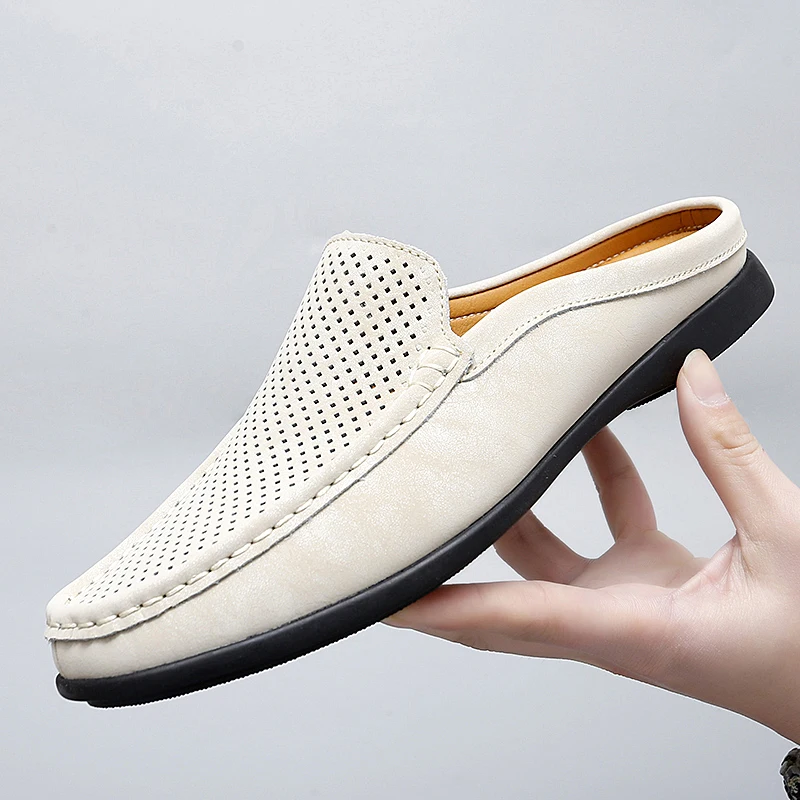 Half Loafers Breathable Moccasins Men's Slip on Casual Shoes Flat