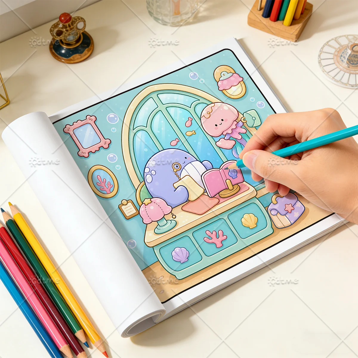 Ocean Cuties: Relaxing Marine Animal Coloring Book