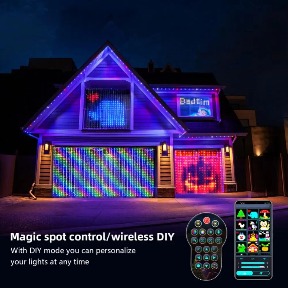

Smart App Control RGB Curtain Lights Navidad LED String Lights Fairy Garland for Window Bedroom Christmas Decoration