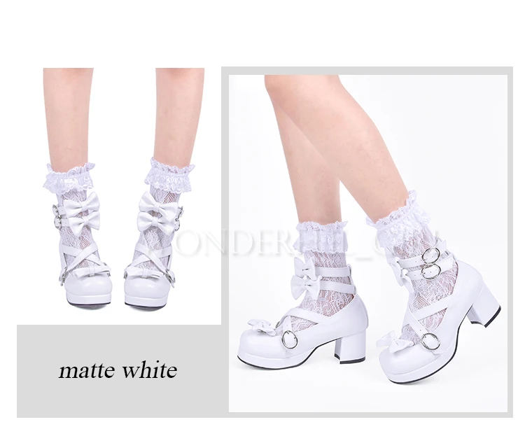 Neue japanische Lolita-Schuhe Anime Cosplay Stiefel Mädchen Prinzessin High Heels Damen Schuhe mit Schleife 8