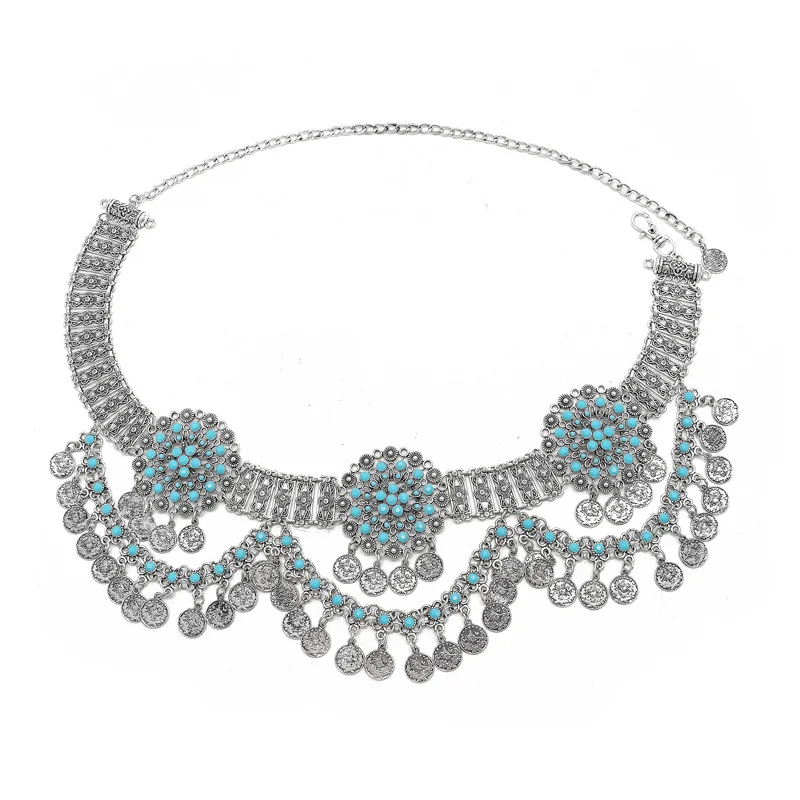 Ethnic style waist chain Long tassel coin jewelry Belly dance accessories Ancient Han style clothing Western region waist