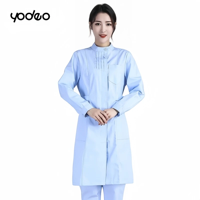 White lab coat short/long sleeved female doctor uniform cotton laboratory uniform suit pharmacy beauty salon workwear