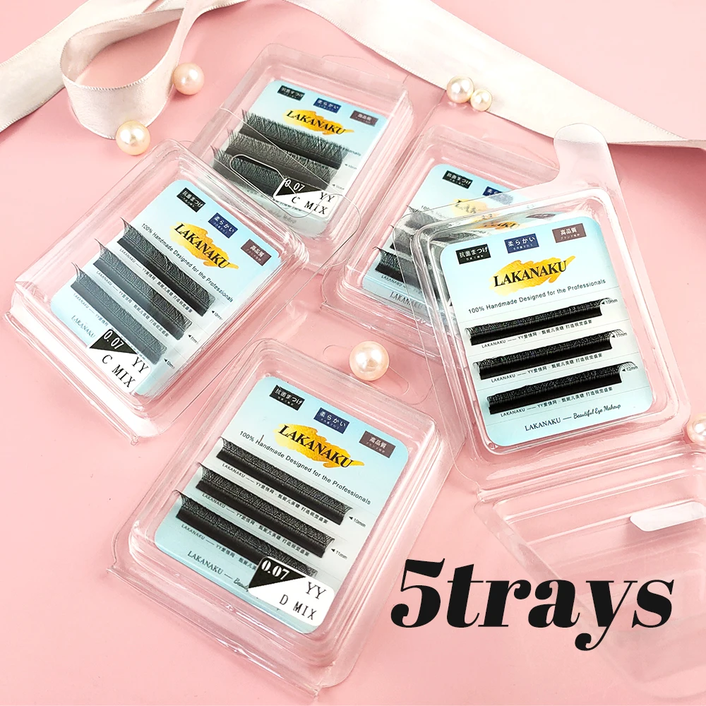 

5trays Y Shape Eyelashes Extensions Volume Premade Lashes Mix Tray D curl Cilios Y