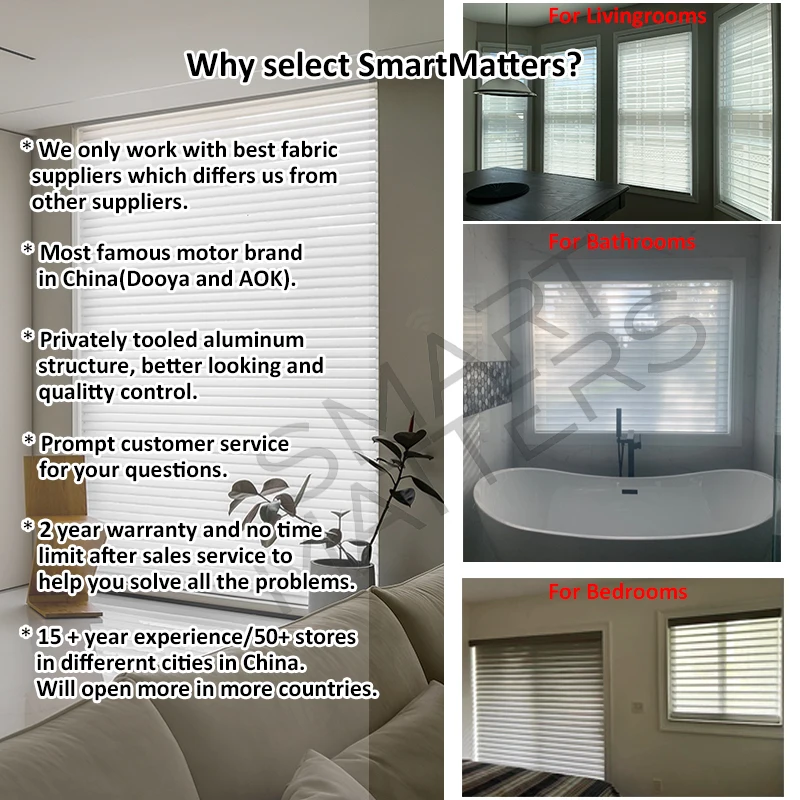SmartMatters Smart Zigbee Shangri-La Blinds Dual-layered Day And Night Zebra Window Shades For Windows Wifi Tuya Alexa Compatible