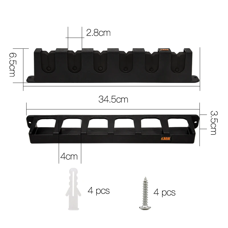 KABA Fishing Rod Rack Pole Holders Wall-mounted High-strength ABS For Garage Fishing Pole Display Stand Fixed Frame
