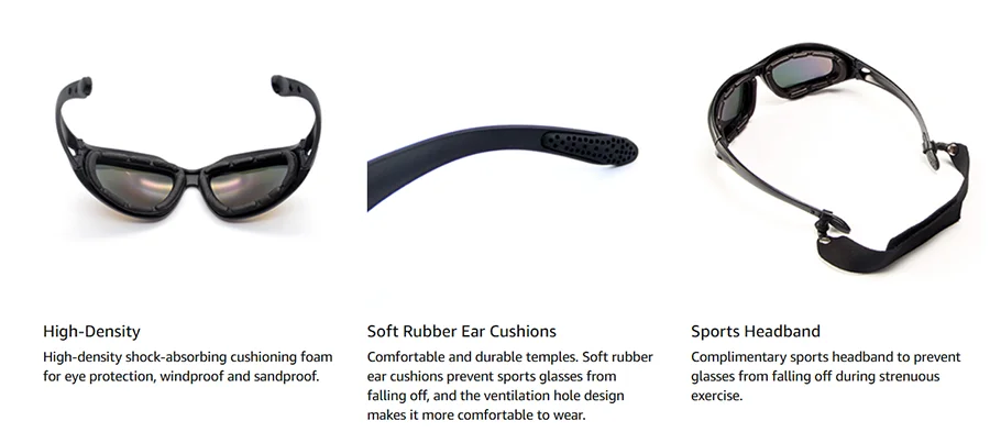 Motorrad Reiten Sonnenbrille Anti-Fog Polarisierte Austauschbare Linse Sonnenbrille Schießen Radfahren Wandern Arbeit Polsterung Brille – Detail 5