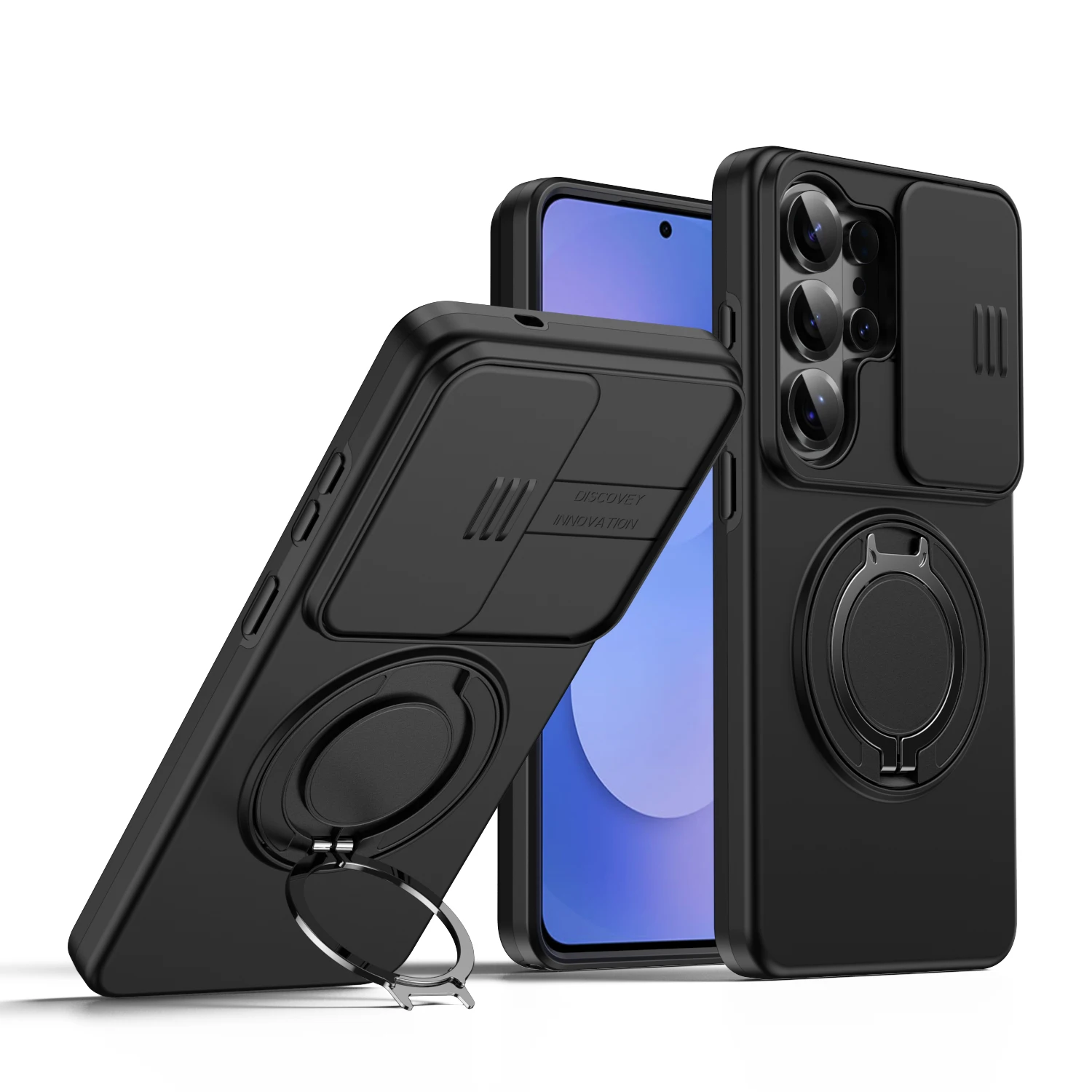 360° Rotating Shockproof Magnetic Stand Phone Case with Slide Camera Protection Cover