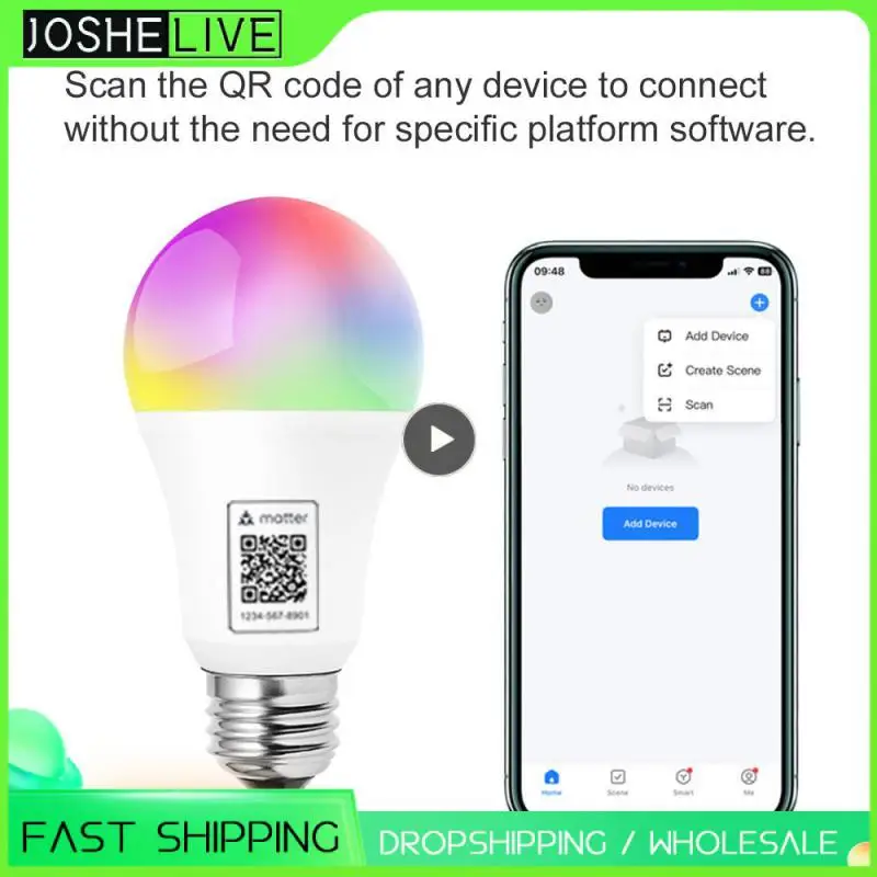

A19 Smart Bulb Wholesale Matter Smart Light WiFi 9W With Voice Control And Timer Setting Wireless Smart Light Home Accessories