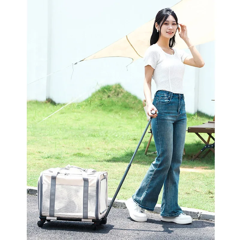 Detachable cat backpack carrier space Cat bag with wheels Portable Luggage pets bag suitcase Large capacity Pet carrier backpack