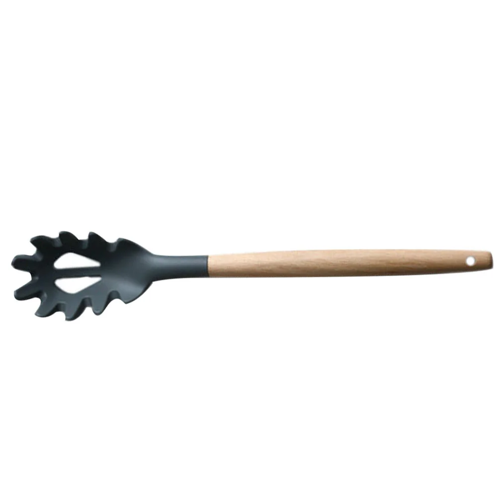 

Wood Handle Silicone Spaghetti Spoon Multi-functional Pasta Claw Practical Pasta Claw Spoon Reusable Pasta Noodle Spoon for Home