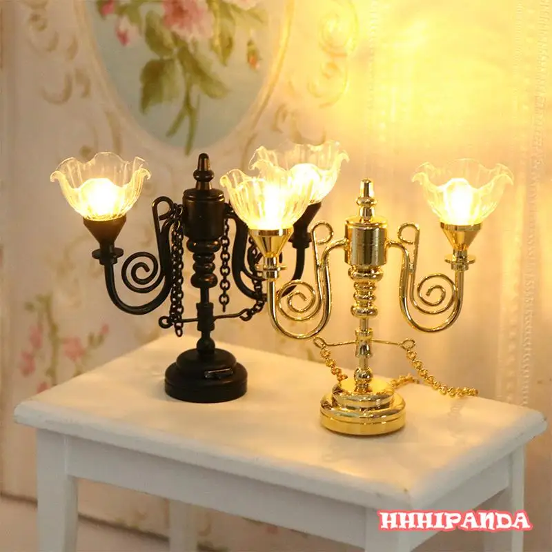 1PC Miniature LED Lamp Ceiling Lamp 1/12 Dollhouse Chandelier Droplight Lighting Model Doll House Home Furniture Decor Kid Toy