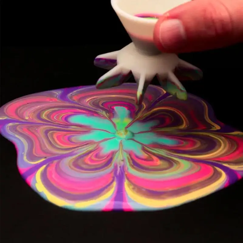 7-Leg Pouring Paint Flower Split Art Cup Reusable Acrylic Painting Split Cup Mandala Flower Pattern Reusable Pouring Paint