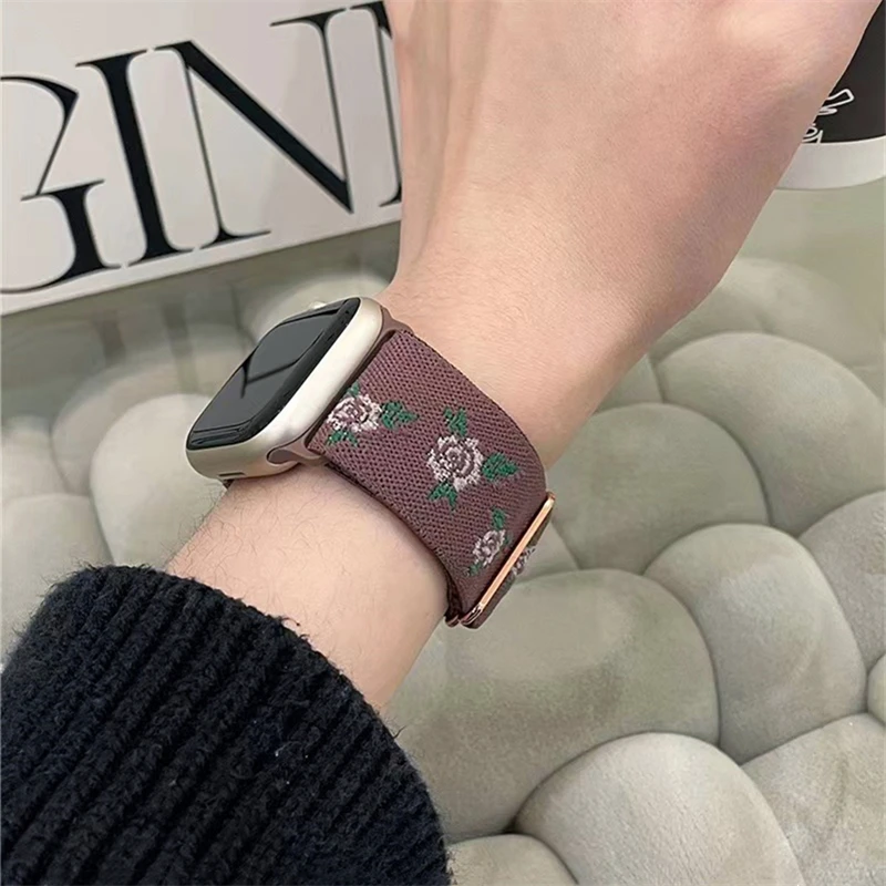 Flowers and Roses Nylon Stretch Band for Apple Watch | Infinity Loops