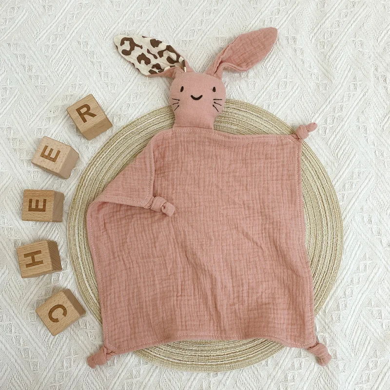 Name Personalized Embroidered Baby Comforter Muslin Cotton Soothing Sleeping Security Blanket Baby Birth Gift 6
