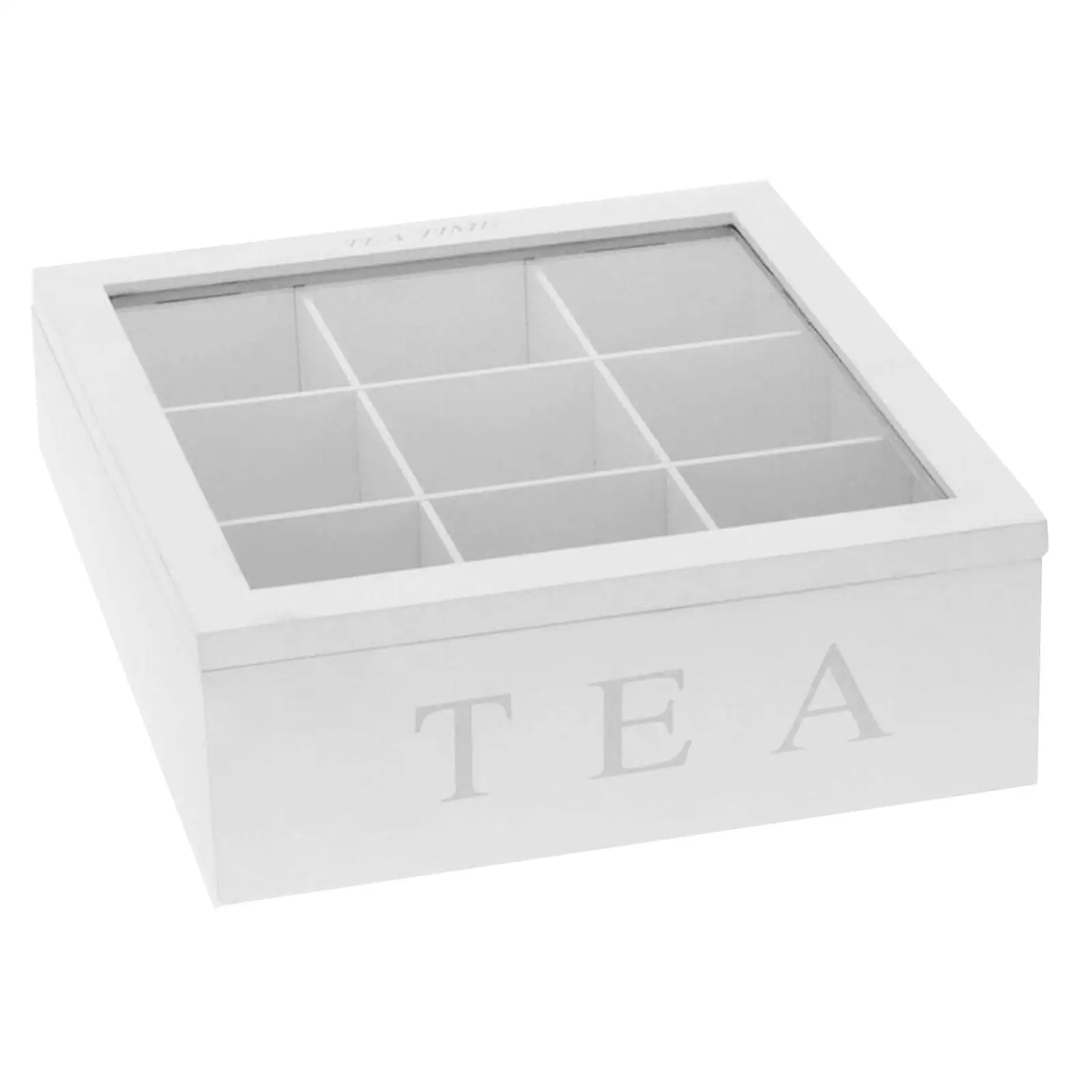 Coffee Storage Box Organizer Wooden 9-Compartment Glass Window Tea Tin Box tea canister