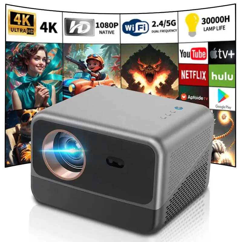 

N1 Projector 4KHD projector Avoid dust lens 1080P 800ANSI 5G WiFi BT5.0 Video Android 10.0Beam Projector Home theater projector