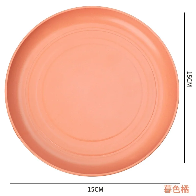 10PCS Kitchen Accessories Plastic Wheat Straw Plates Round Unbreakable Dinner Plates 15cm Microwave Safe Tableware Salad