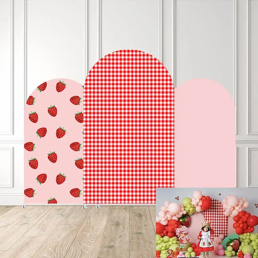 Erdbeer-Beeren-Thema, gewölbter Hintergrund, Stoff für einjährige Geburtstagsfeier, Babyparty, Dekoration, Fotografie-Hintergrund