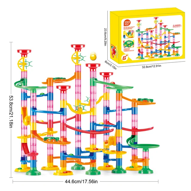 133 Pcs/Set Marble Tracks Educational Toys Race Run Track Coaster Construction Railway Building Pipe Blocks Kids Birthday Gifts 6