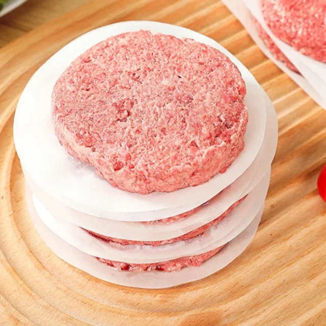 Papiers de cire en papier pour galettes de hamburgers, 50/100 pièces, papillons pressés congelés séparés pour galettes de hamburgers, papier antiadhésif pour bœuf et viande de barbecue 1