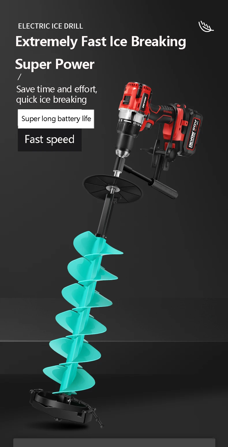 Electric Ice Auger Ice Auger for Fishing Electric Nylon Corless with Positioning Drill for Enthusiasts Nylon Corless Ice Auger 3