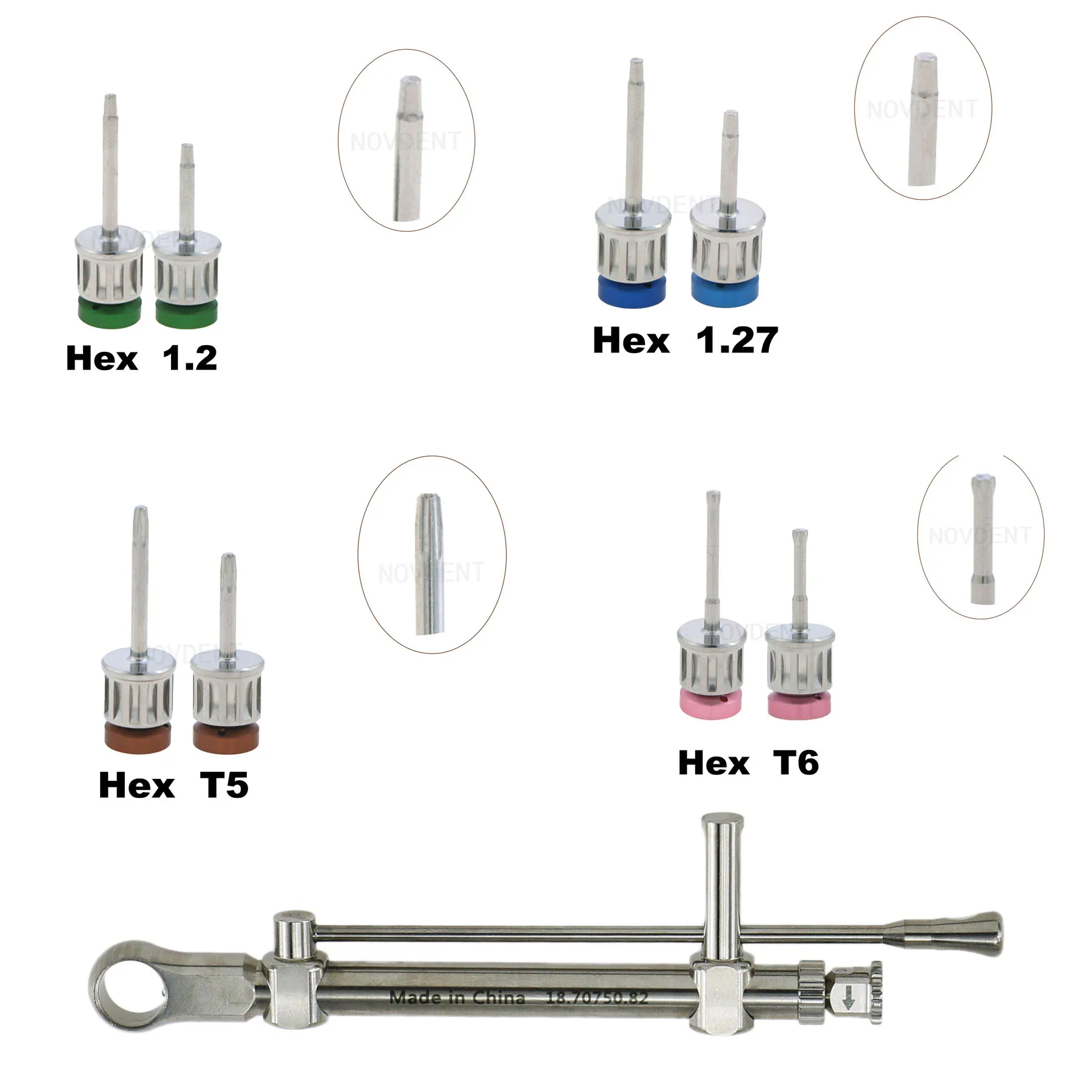 

Dental Colorful Screwdrivers Universal Dental Prosthetic kit Implant tools with Dental Torque Wrench Ratchet 10-70NCM