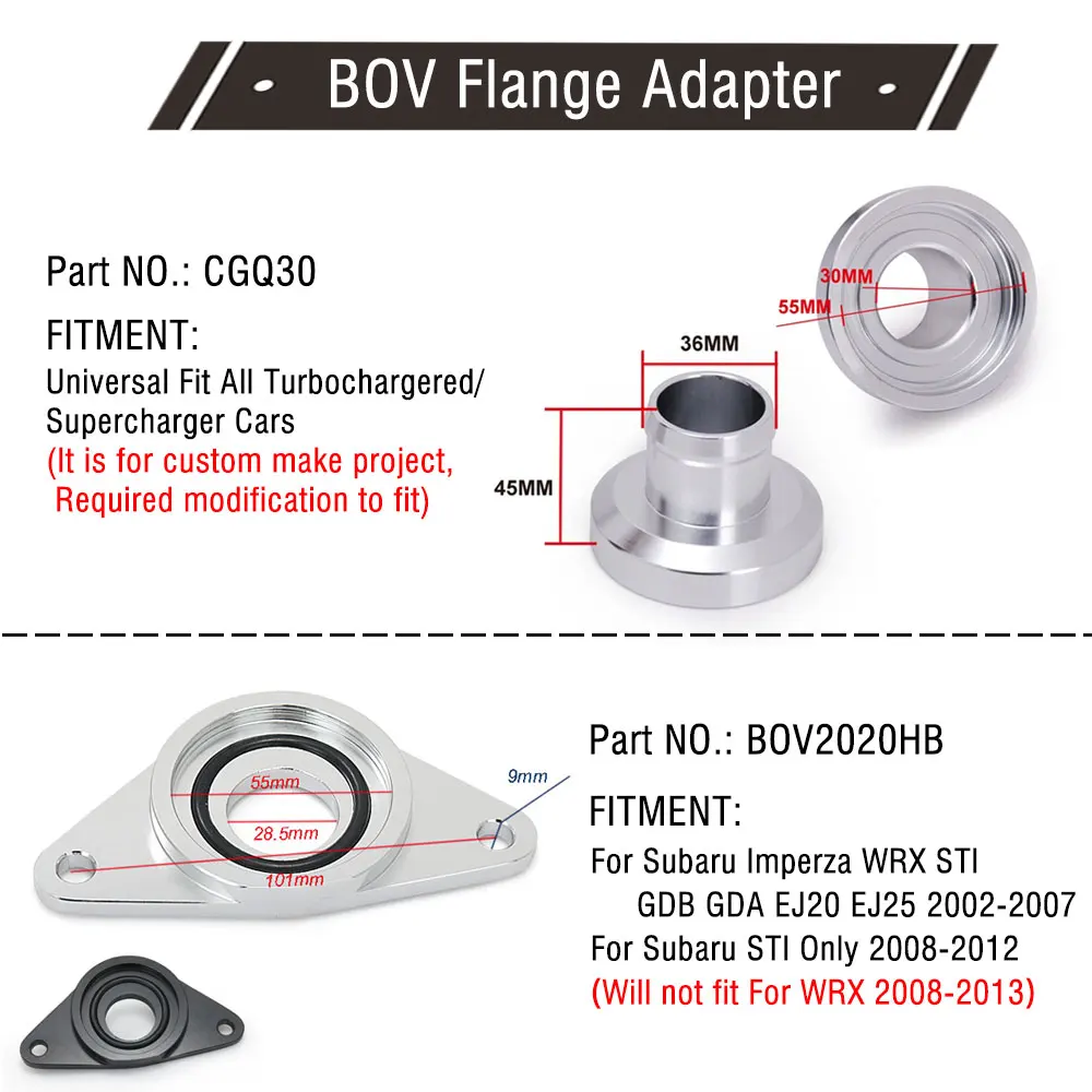 Universal SSQV Turbo Blow Off Valve BOV | 2.5" Adapter Flange Pipe Silver KO Speed