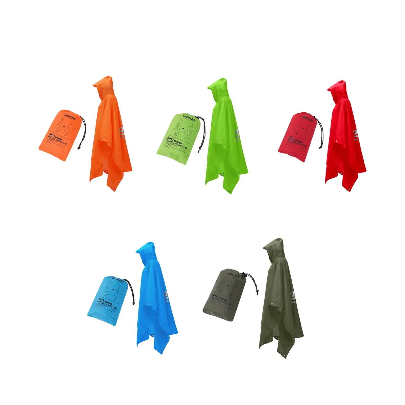 Hooded Rain Poncho Water Resistant Raincoat for Camping Hiking Outdoor Hooded Rain Poncho Water Resistant Raincoat for Camping Hiking Outdoor
