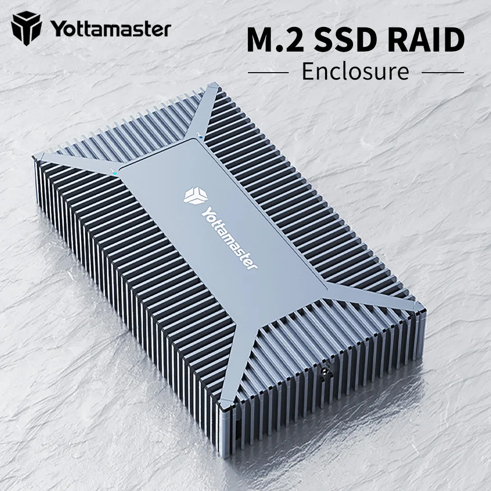 

Yottamaster M.2 SATA SSD Dual Bay RAID Enclosure 2*2TB to USB3.1 GEN2 Type-C 10Gbps RAID USB Enclosure for Windows Mac OS Linux