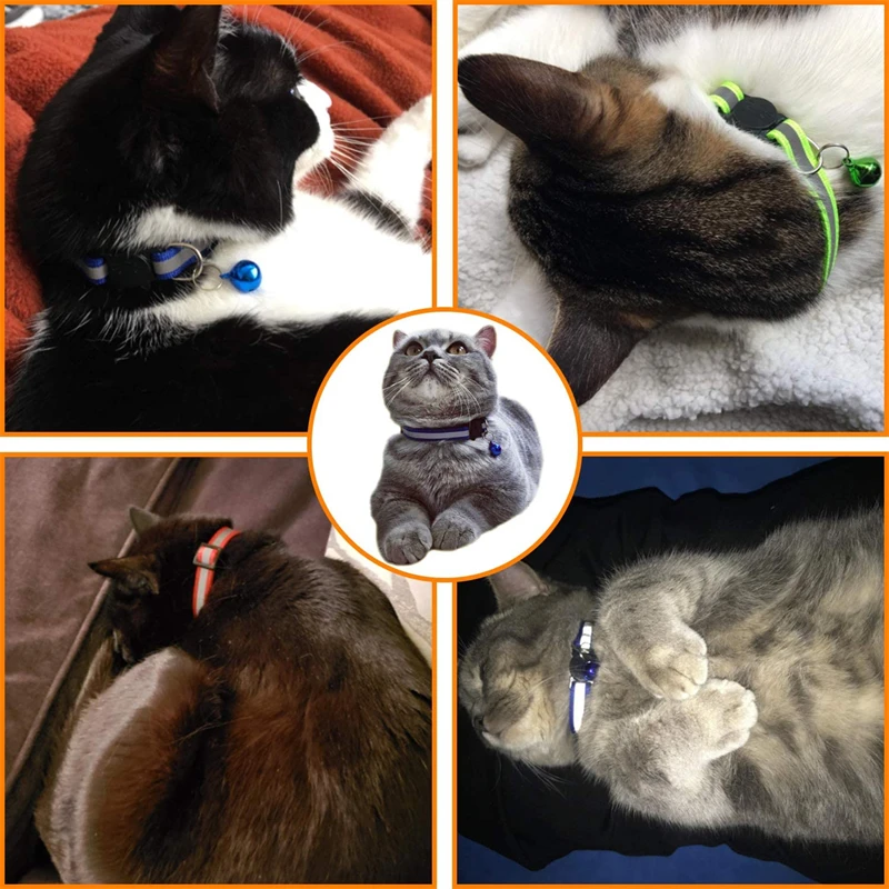 Colors Reflective Breakaway kitten Collar Neck Ring Necklace Bell Pet Products Safety Elastic Adjustable With Soft Material 6