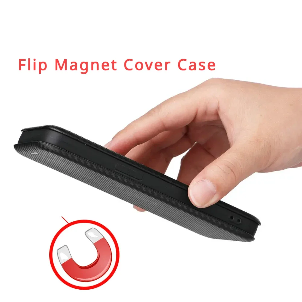 Luxury Carbon Fiber Leather Flip Case with Magnetic Closure - Full Cover Phone Bag