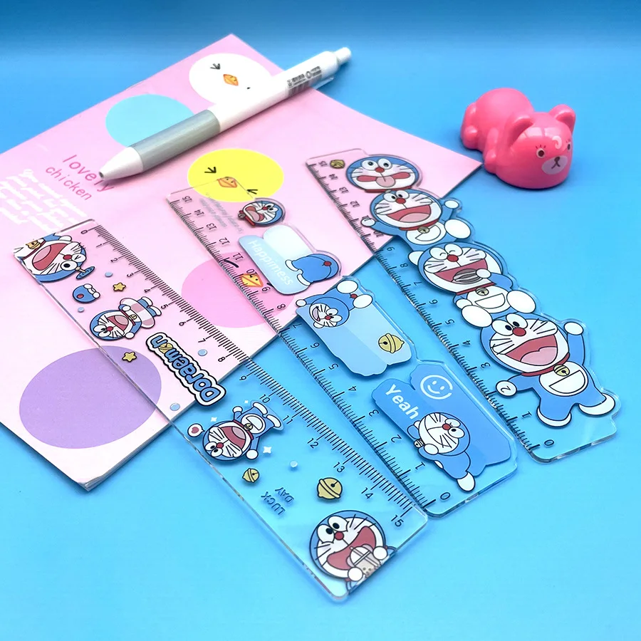 

Линейка диаметром 15 см с персонажами Аниме Doraemon, Офисная Милая прозрачная линейка особой формы, Мерная линейка