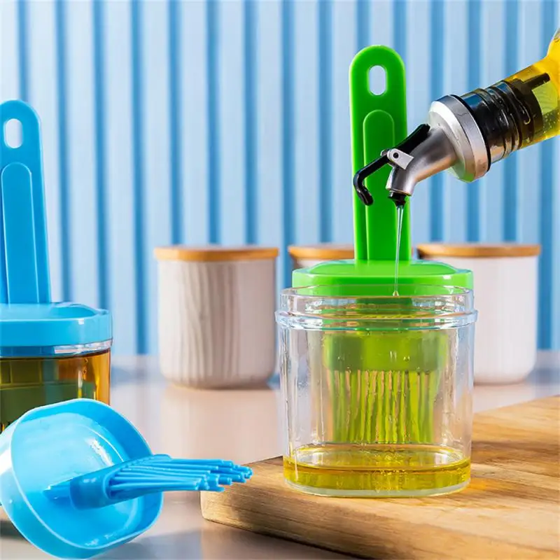 1Pc Oil Brush Pancake Oil Brush Integrated Pot With Bottle Kitchen Dustproof Baking Tool