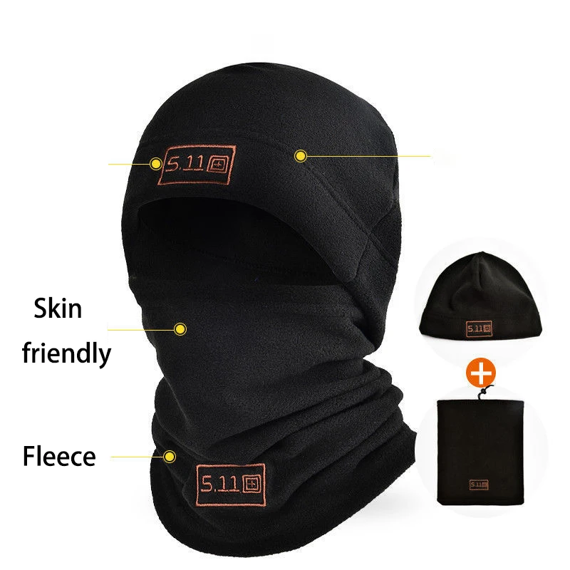 Winter Warm Men's Coral Fleece Cap Scarf Neck Wool Face Mask Fashion Unisex Tactical Military Sports Hat Women Scarf